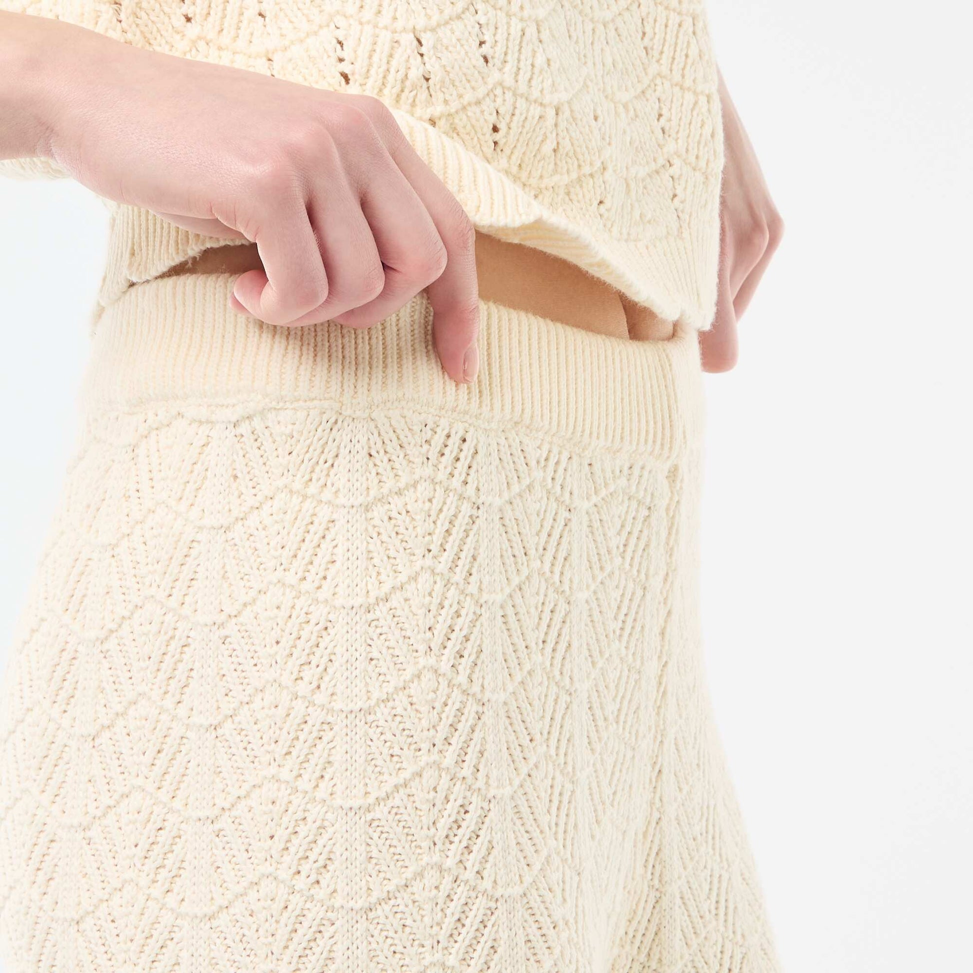 Crochet Wide-Leg Pants BEIGE