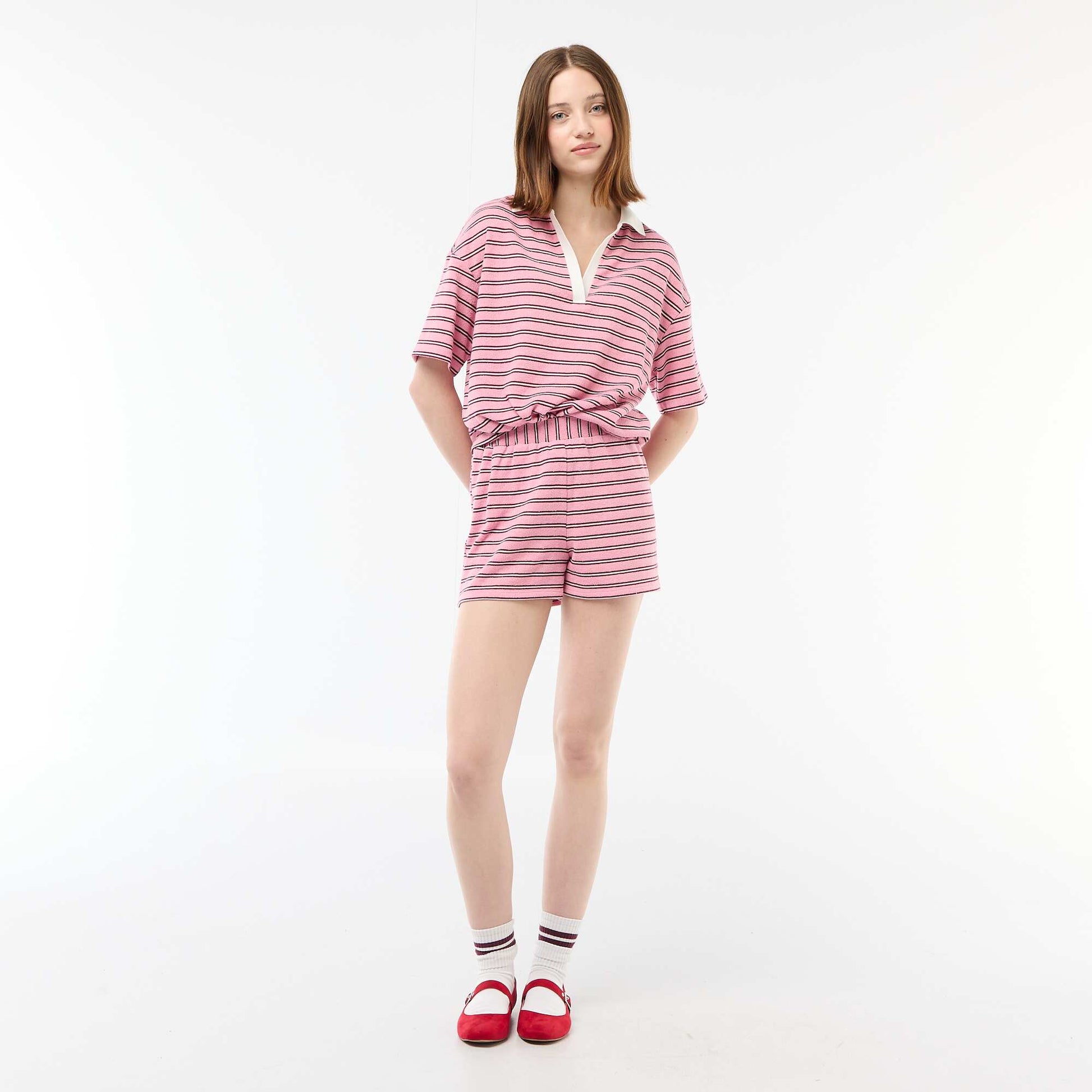 Oversized Terry Polo T-Shirt PINK