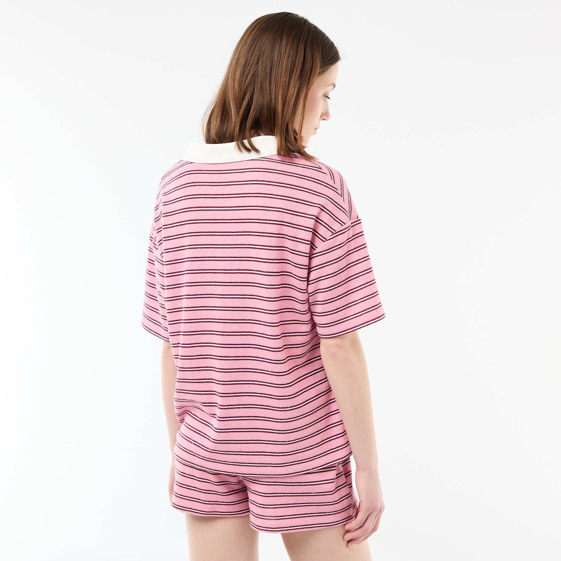 Oversized Terry Polo T-Shirt PINK