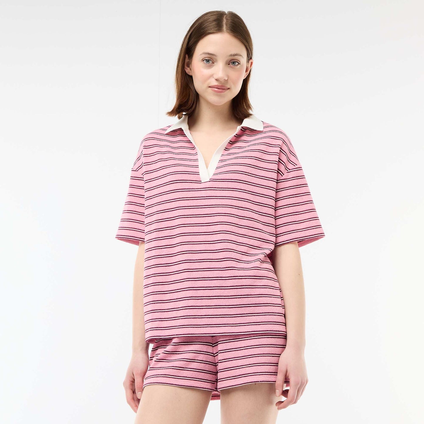 Oversized Terry Polo T-Shirt PINK