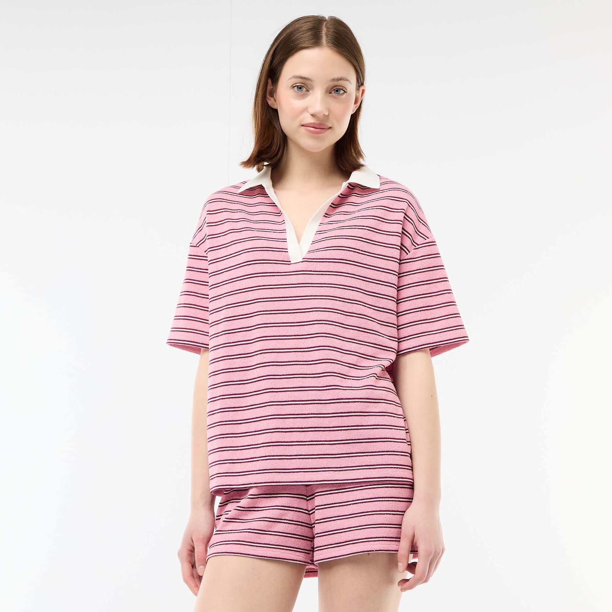 Oversized Terry Polo T-Shirt PINK