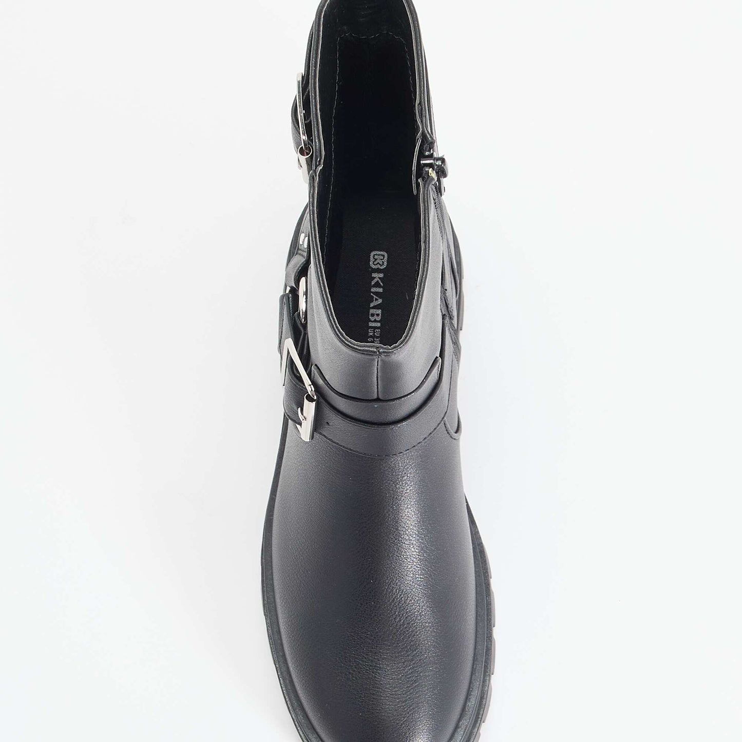 Biker boots with decorative straps BLACK