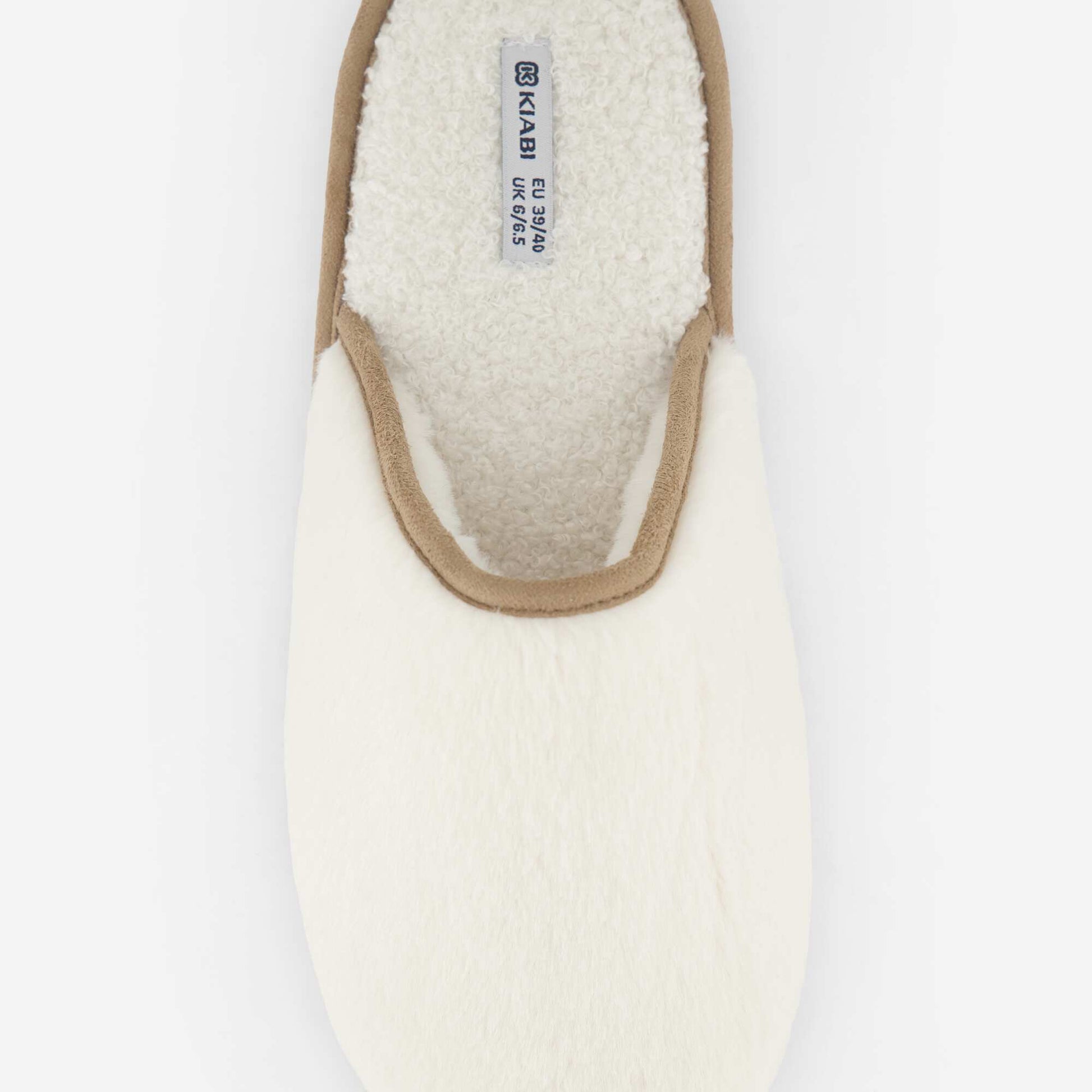 Faux Fur Mule Slippers BEIGE