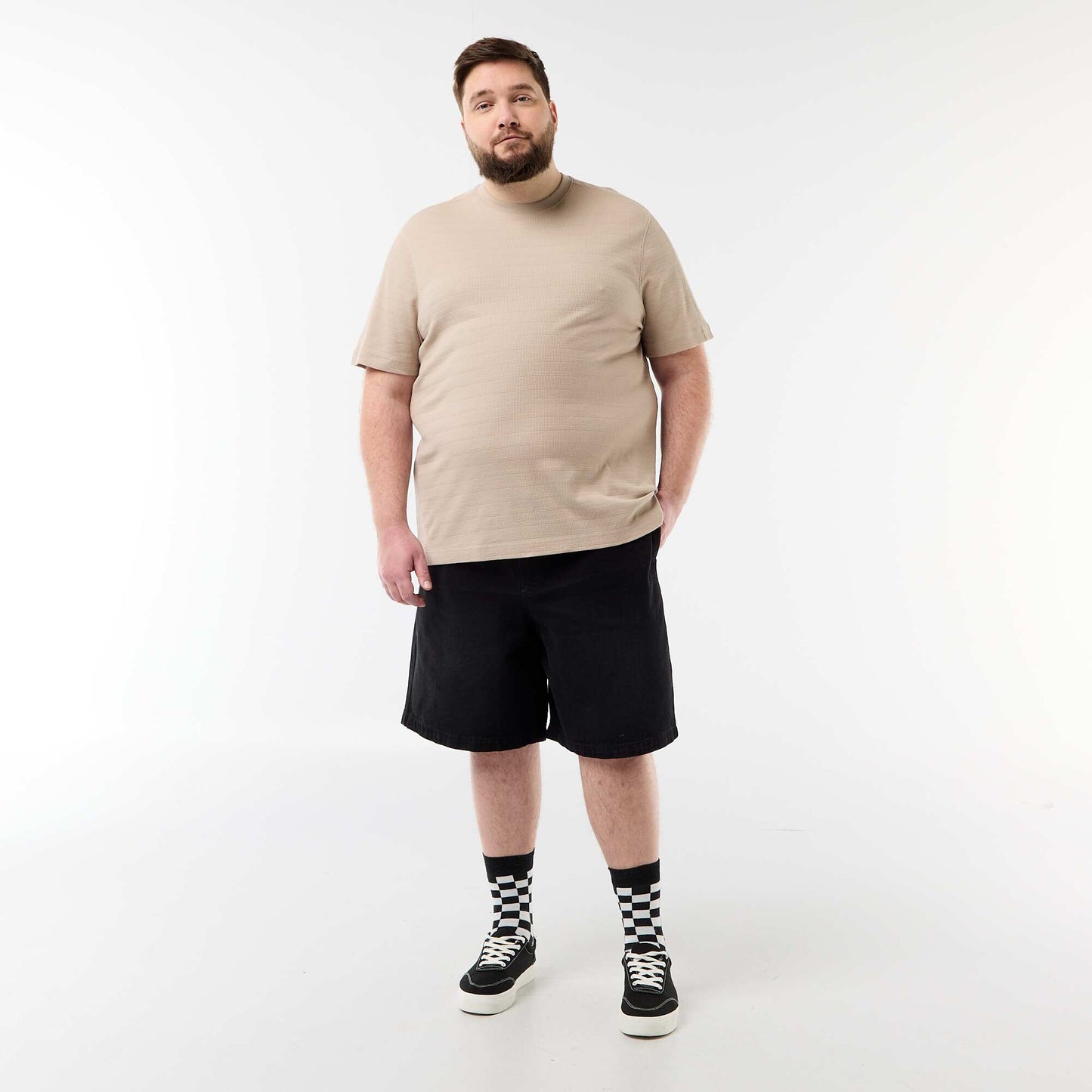 Textured Ribbed T-shirt BEIGE
