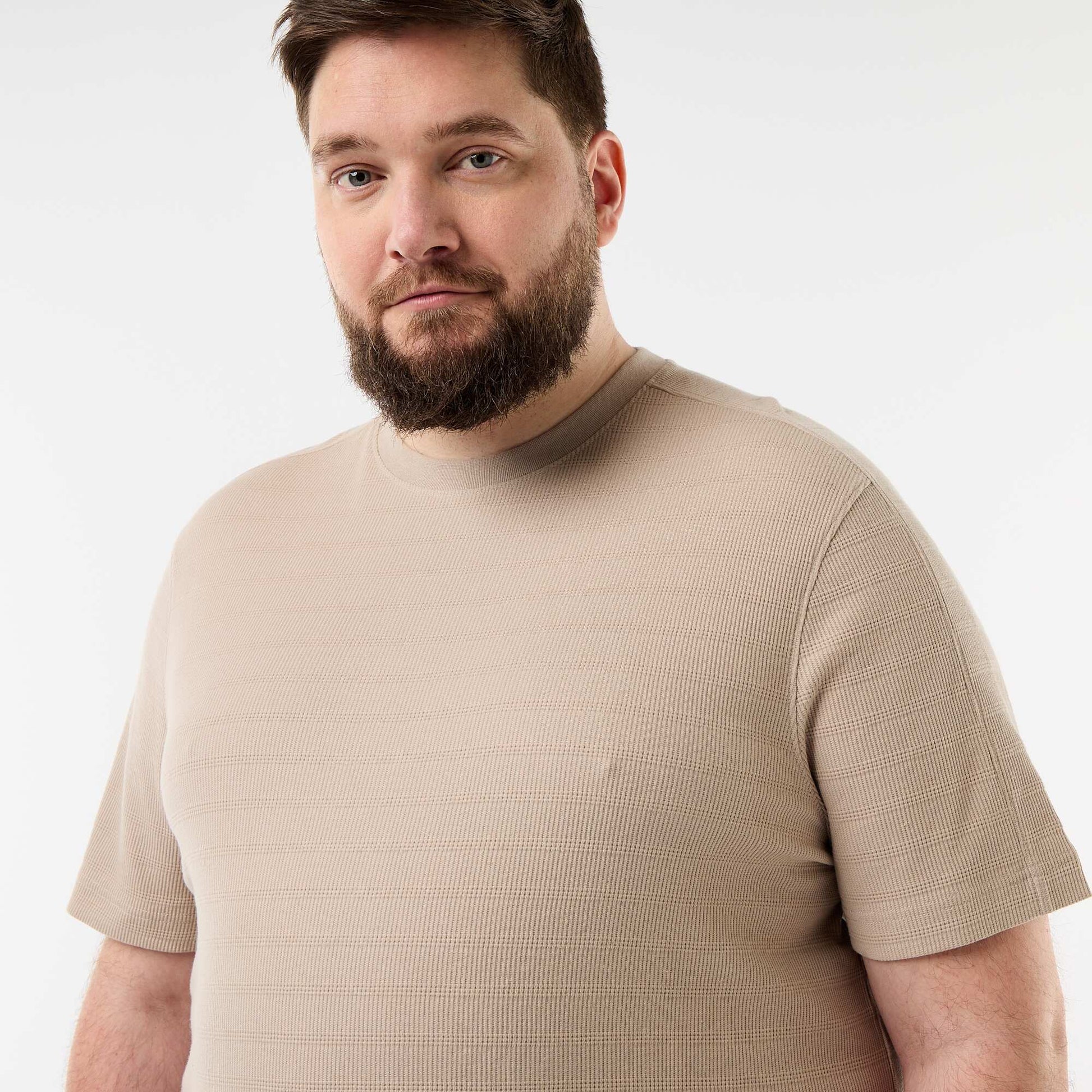 Textured Ribbed T-shirt BEIGE
