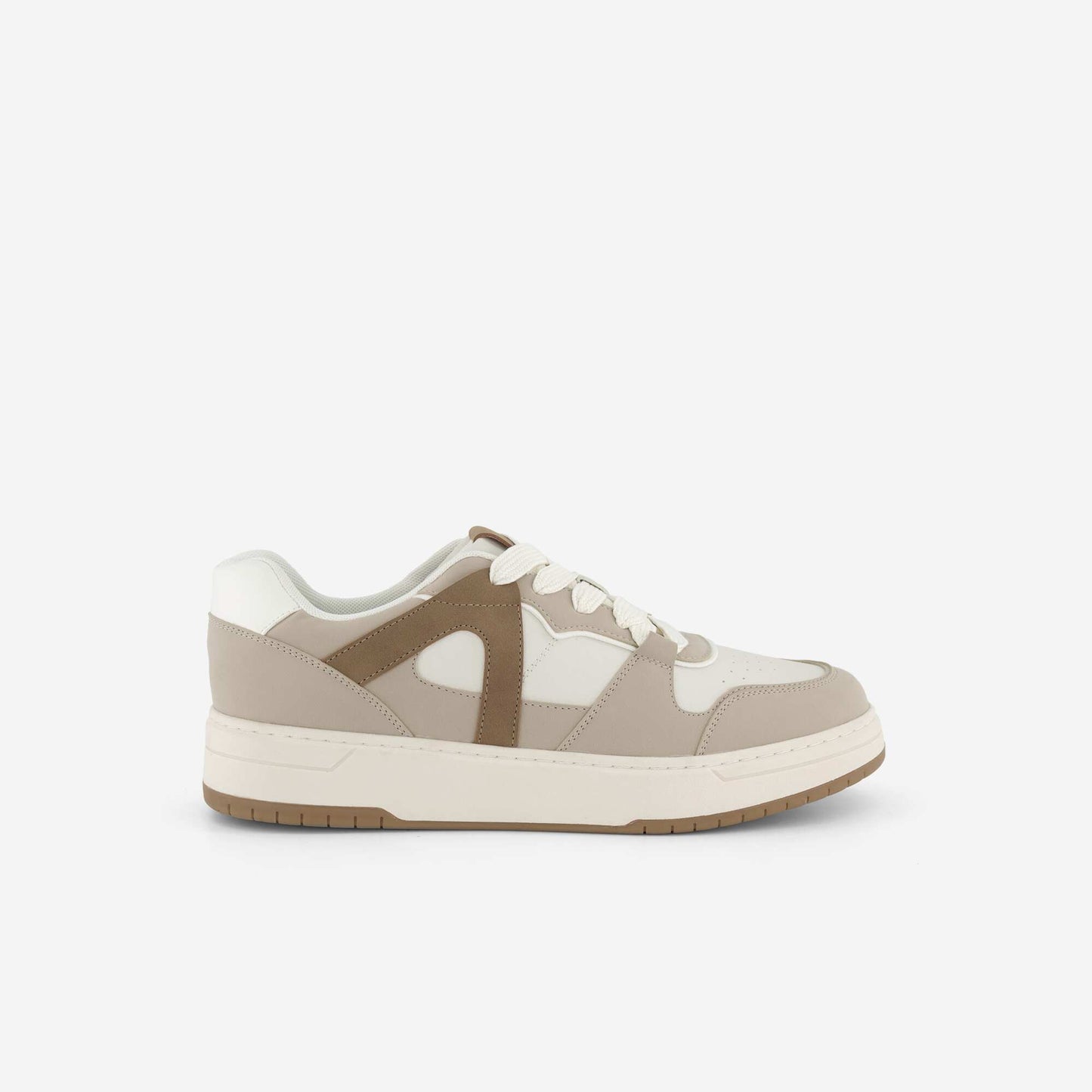 Faux leather low-top sneakers BEIGE