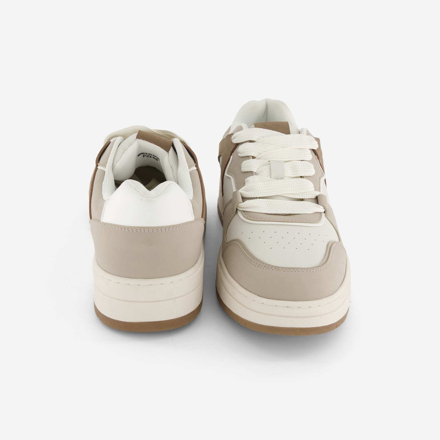 Faux leather low-top sneakers BEIGE