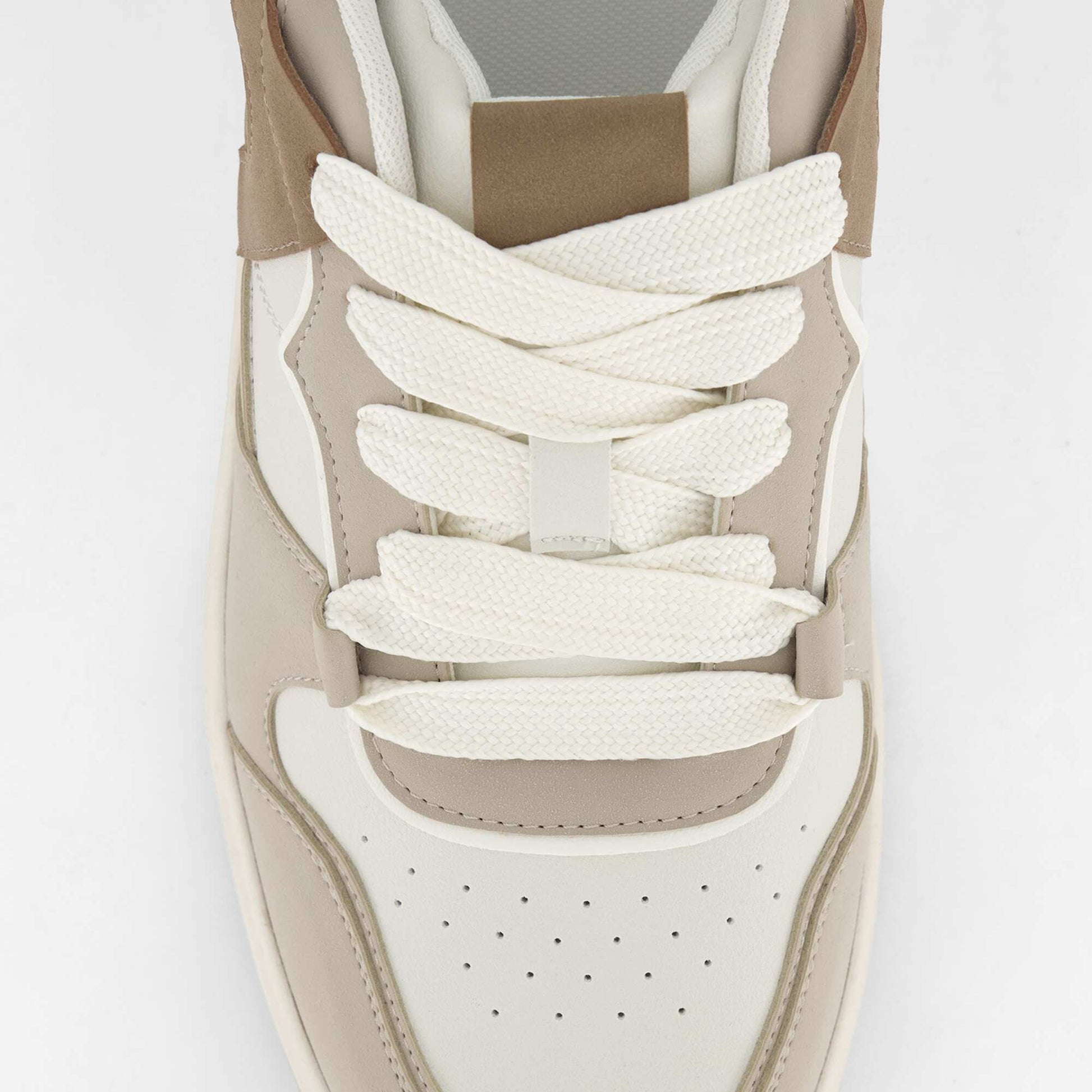 Faux leather low-top sneakers BEIGE
