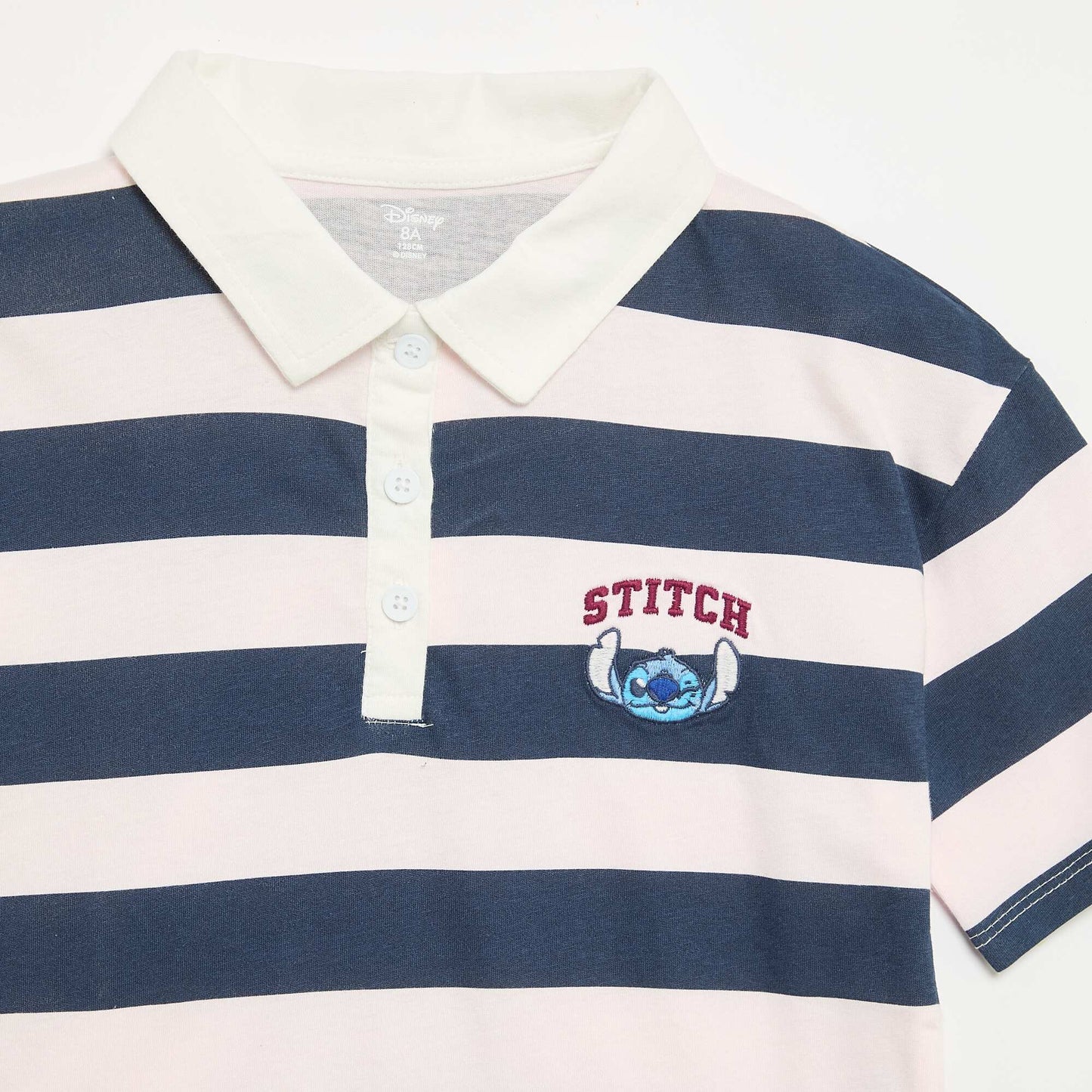 Disney Stitch-ის ზოლიანი მოკლემკლავიანი მაისური პოლოს მაისური ვარდისფერი