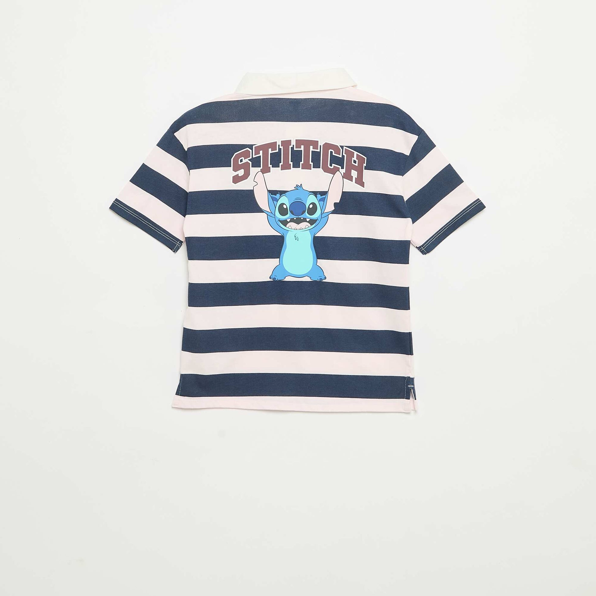Disney Stitch-ის ზოლიანი მოკლემკლავიანი მაისური პოლოს მაისური ვარდისფერი