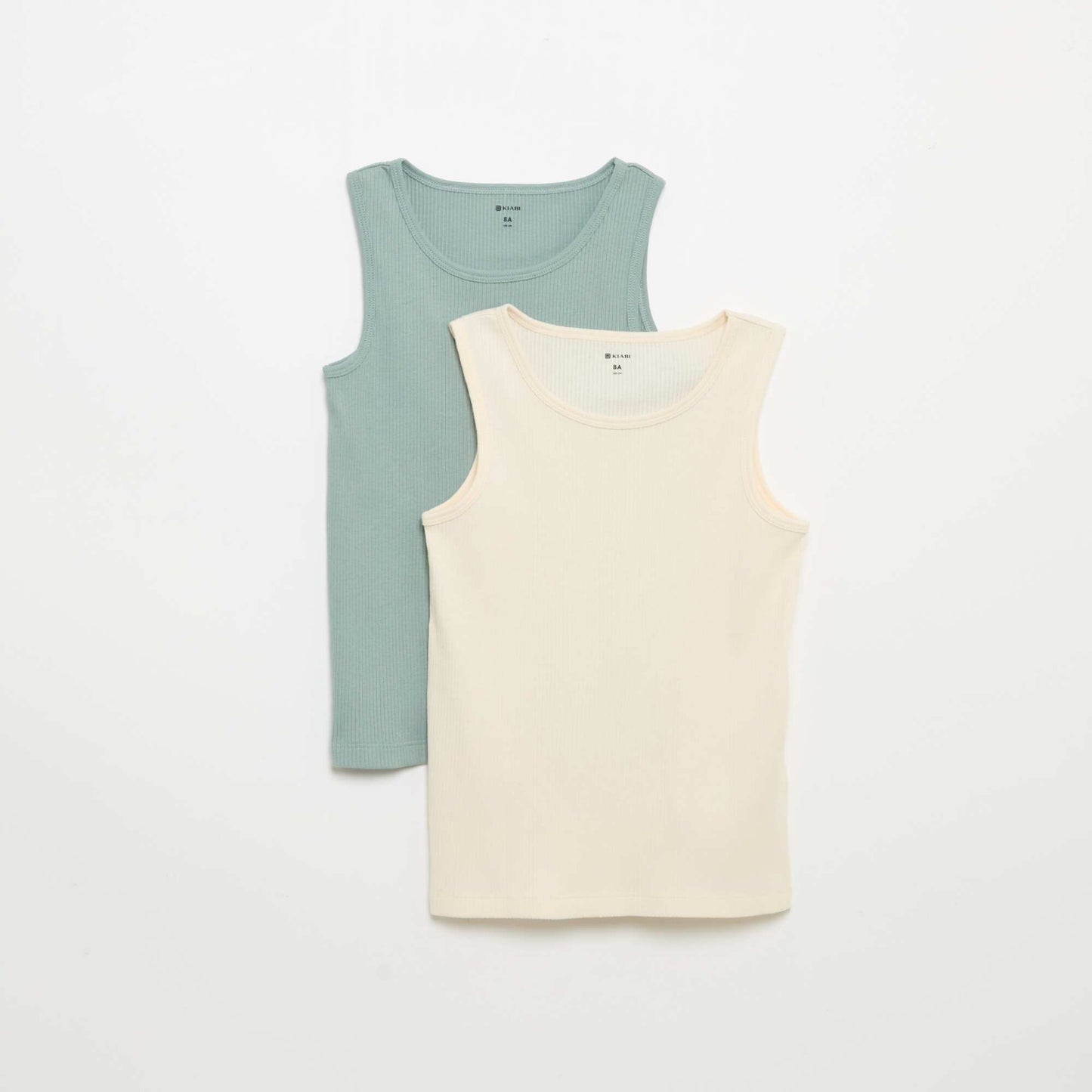 Pack of 2 Plain Ribbed Tank Tops GREEN