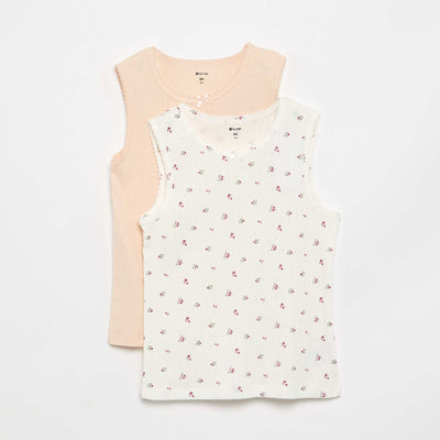 2-pack of pointelle knit tank tops WHITE