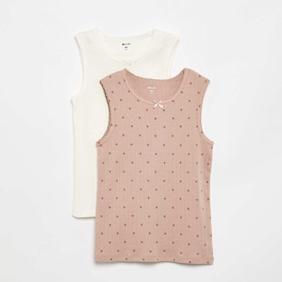 Pack of 2 Pointelle Knit Tank Tops BROWN