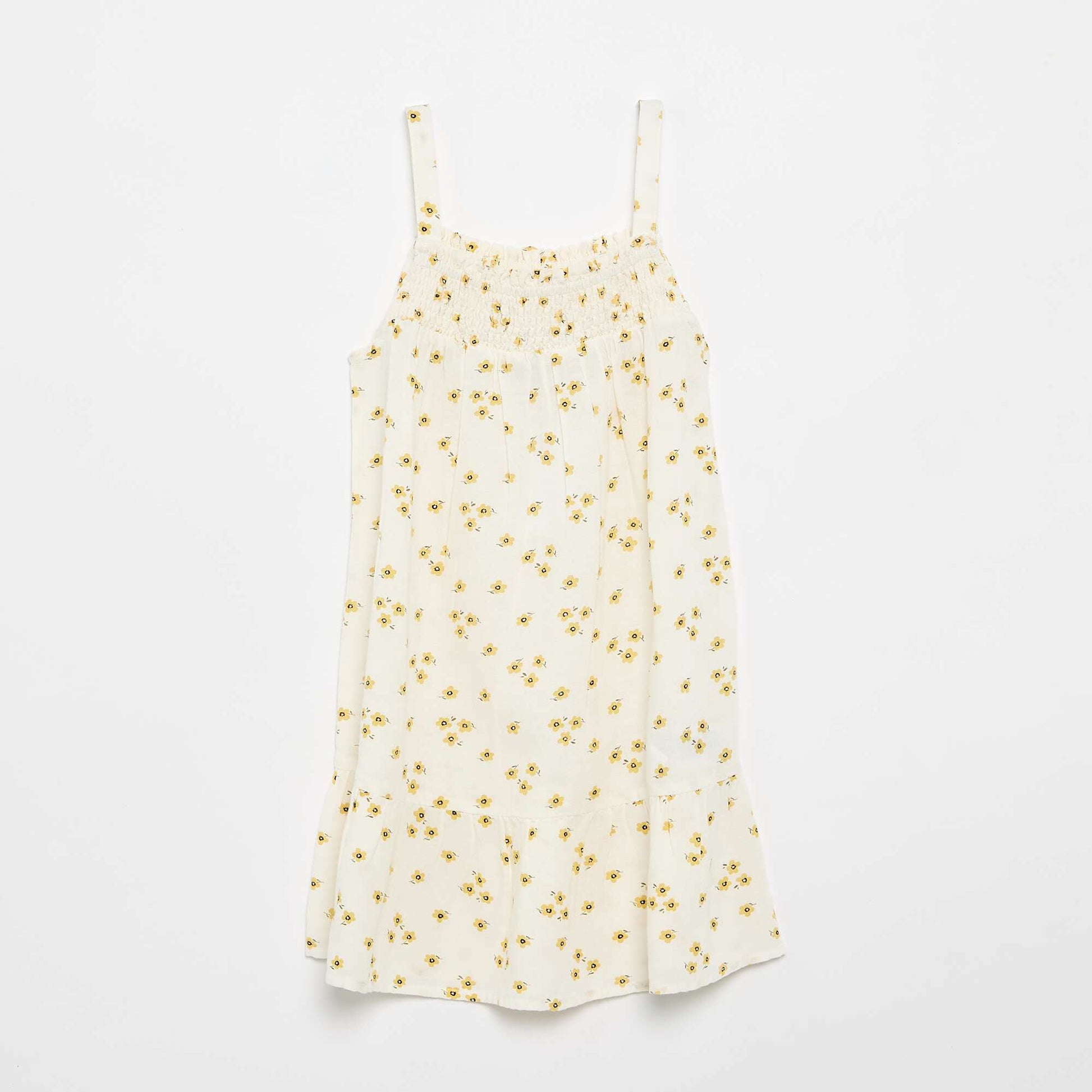 All-over print dress with thin straps BEIGE