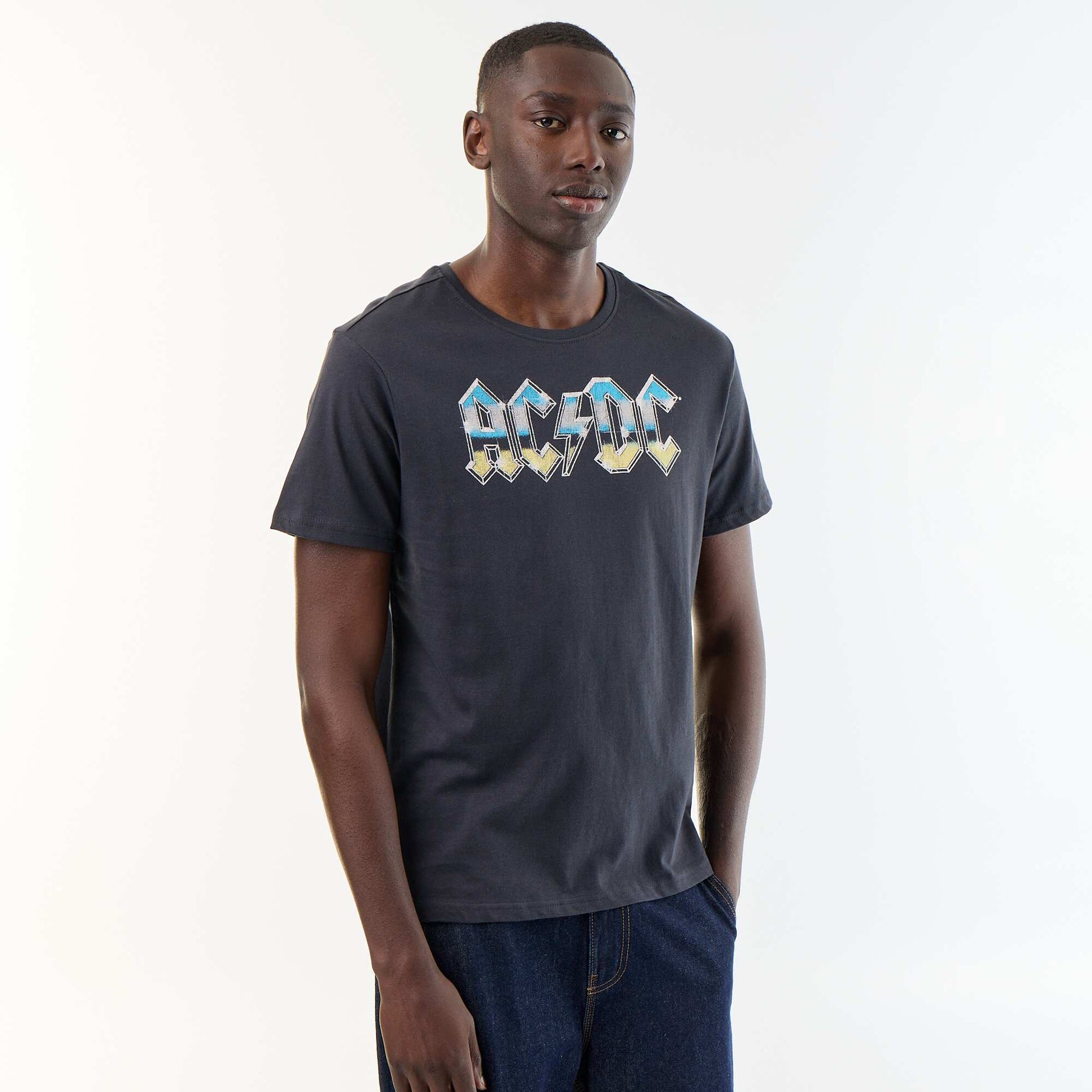 Short-sleeved 'AC DC' T-shirt BLACK