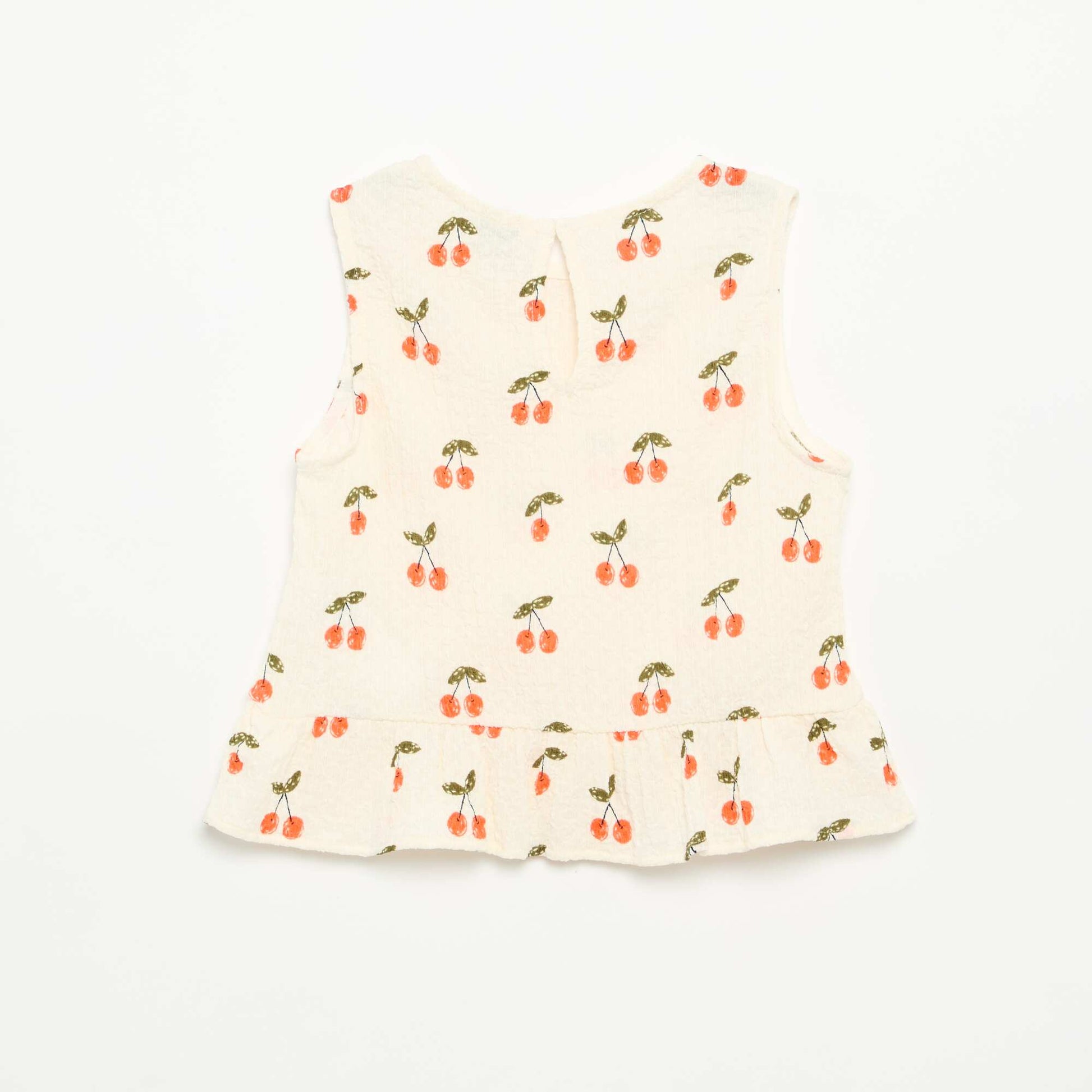 Waffle-Knit Sleeveless Blouse WHITE