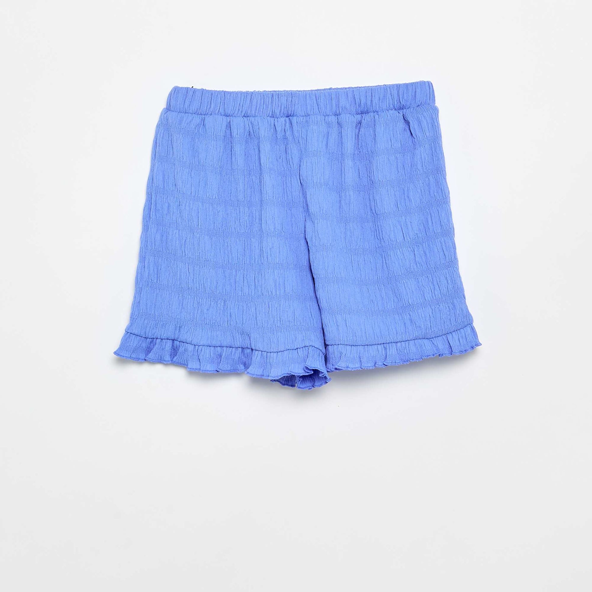 Solid Waffle Knit Shorts BLUE