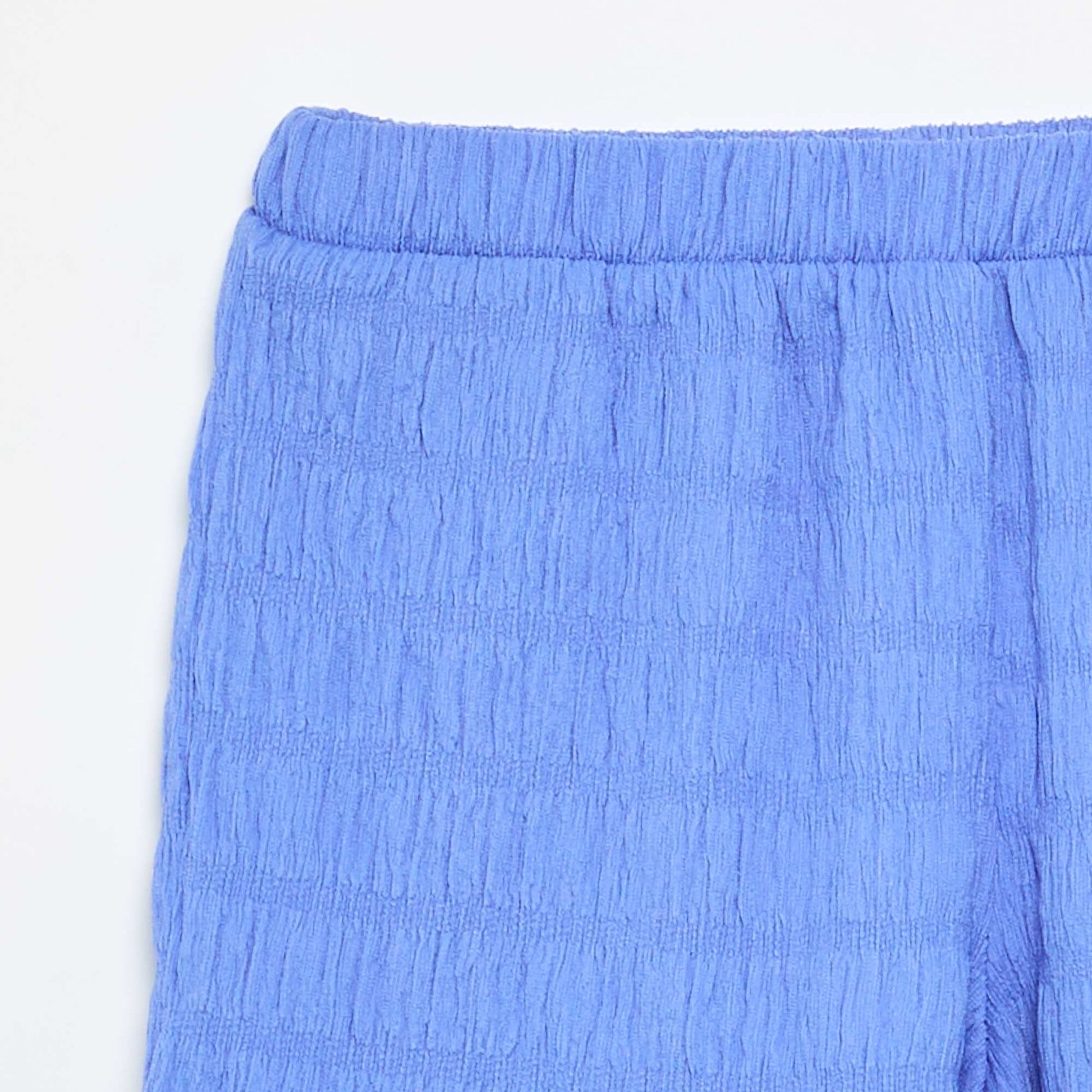 Solid Waffle Knit Shorts BLUE