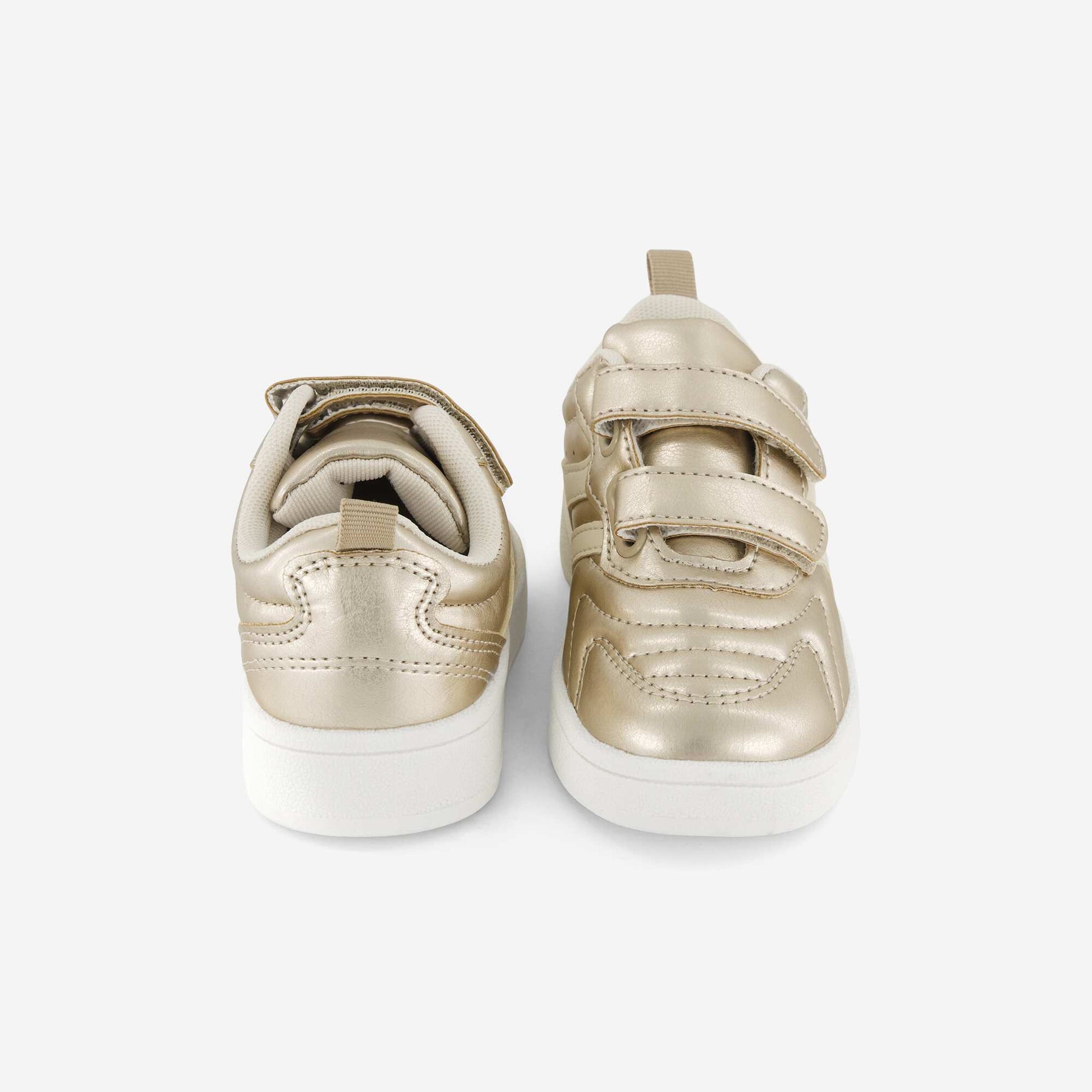 Golden Sneakers with Hook-and-Loop Straps and Laces YELLOW