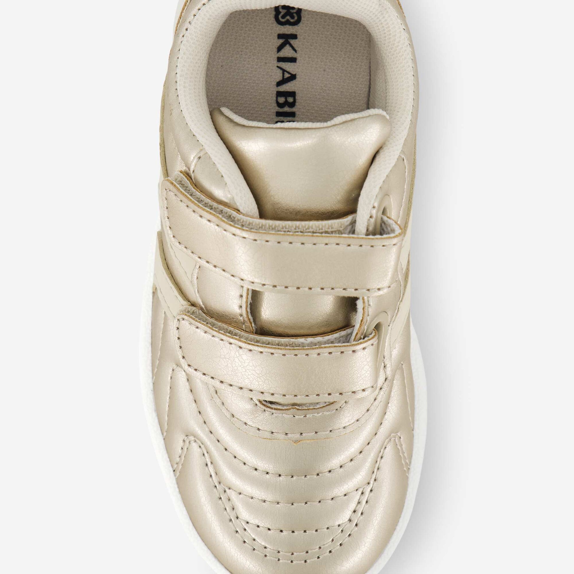 Golden Sneakers with Hook-and-Loop Straps and Laces YELLOW