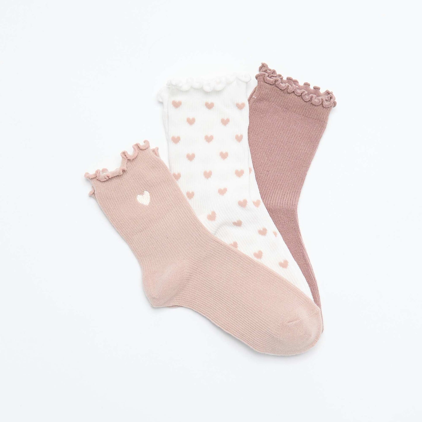 Pack of 3 fun heart-print socks BEIGE