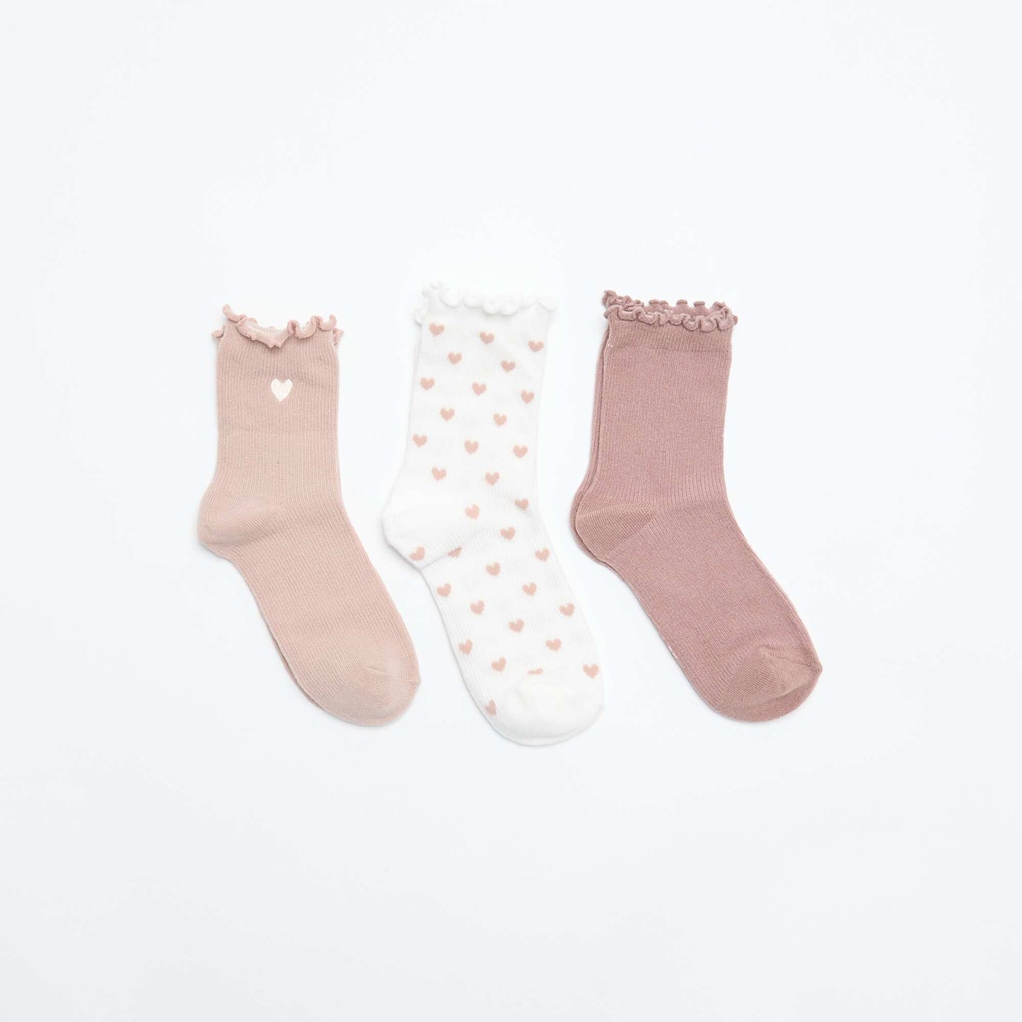 Pack of 3 fun heart-print socks BEIGE