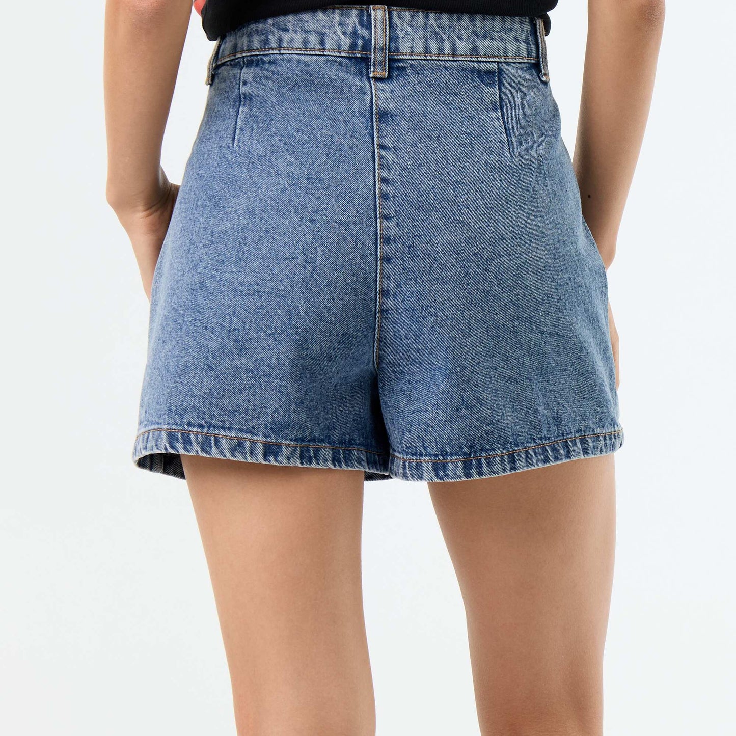 High-waisted denim skort BLUE