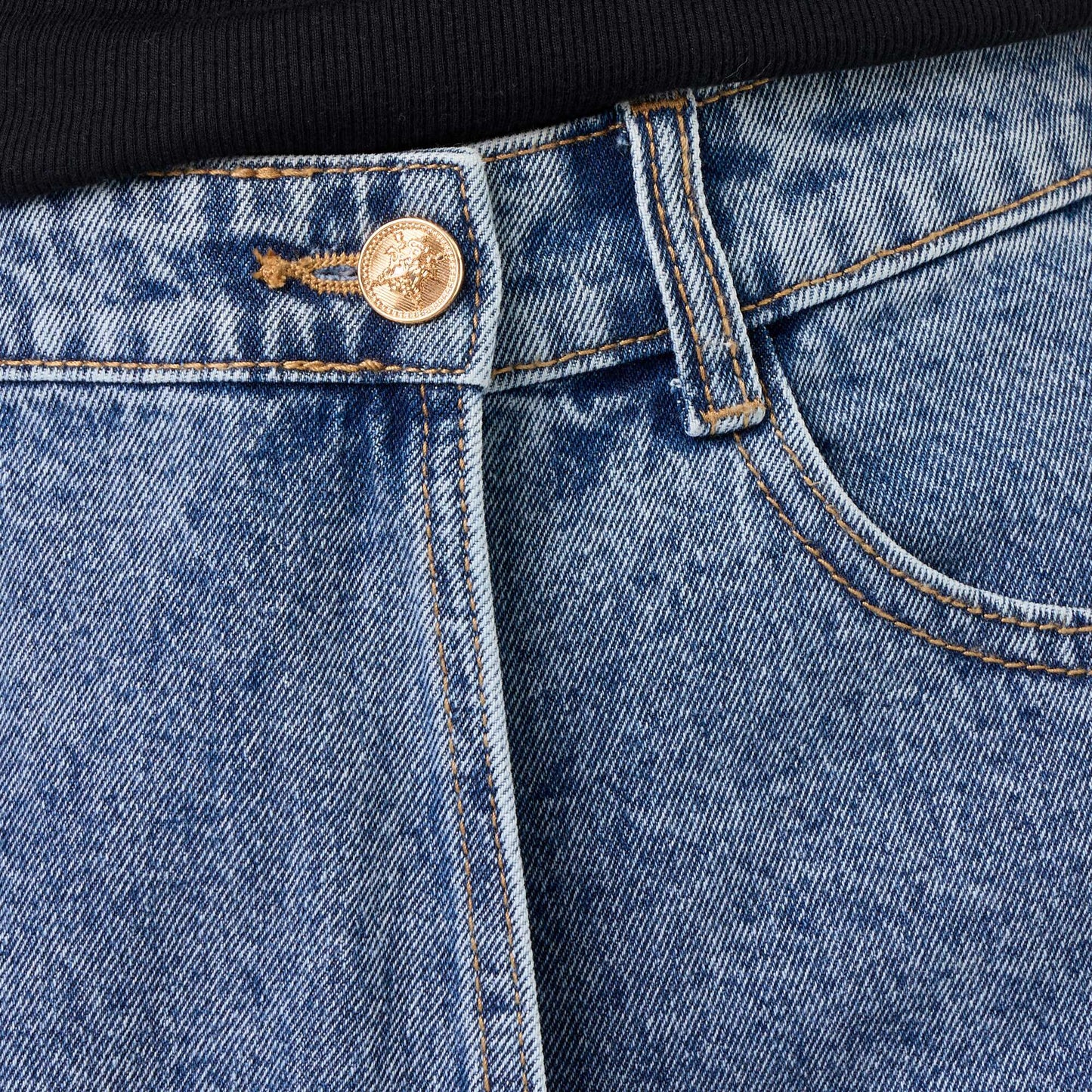 High-waisted denim skort BLUE