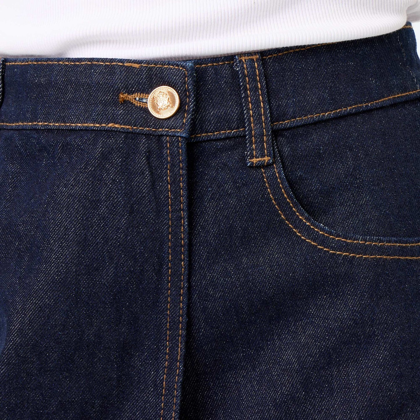 High-waisted denim skort BLUE