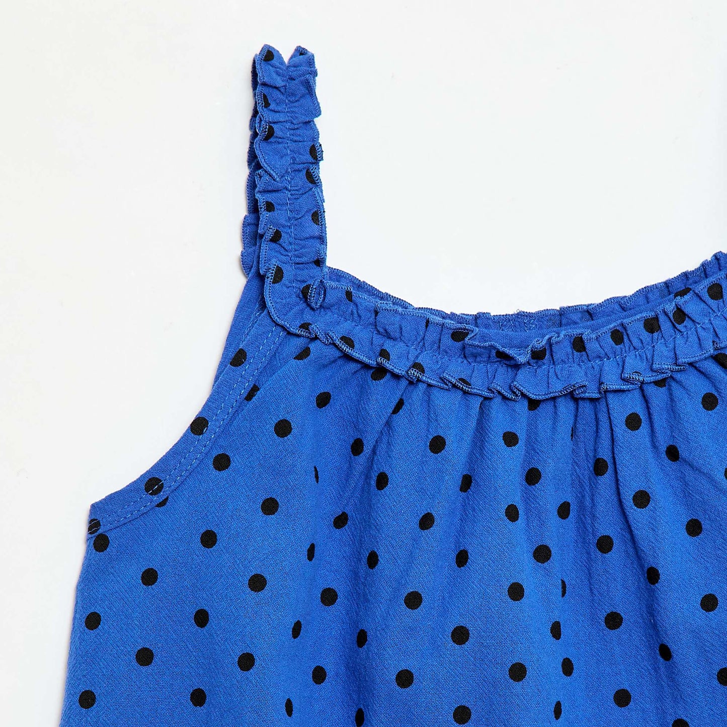 Strappy Dress with Ruffled Collar BLUE