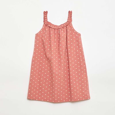 Strappy Dress with Ruffled Collar PINK