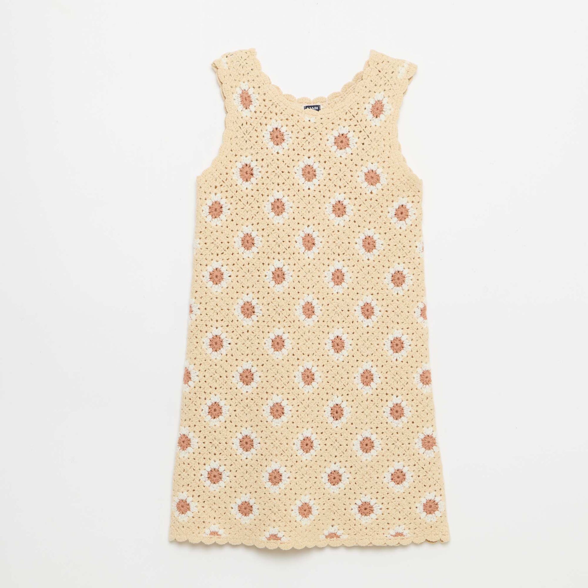 Patterned crochet dress BEIGE