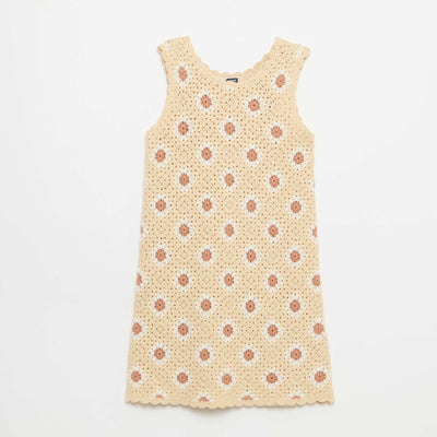 Patterned crochet dress BEIGE