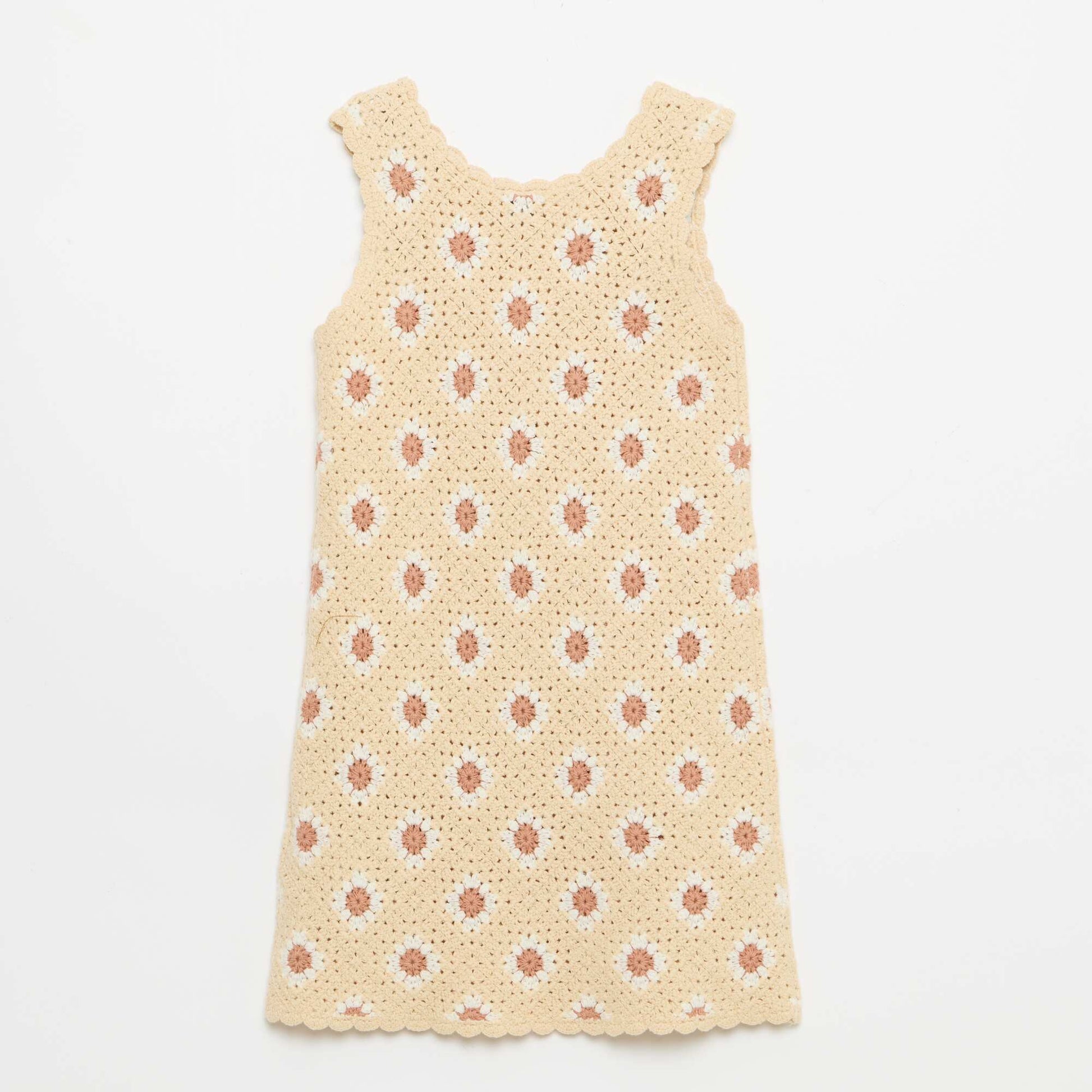 Patterned crochet dress BEIGE
