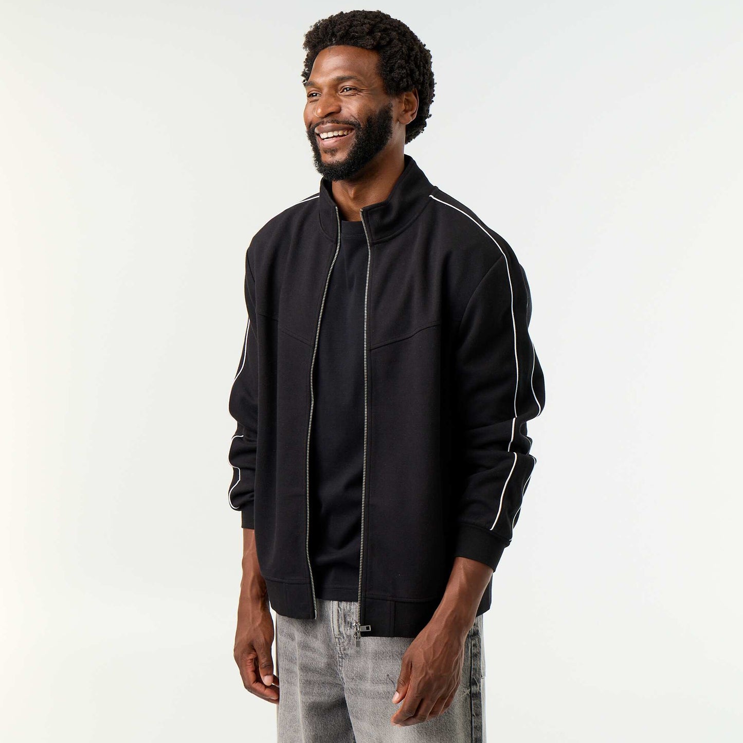 Zipped Fleece Sweatshirt BLACK