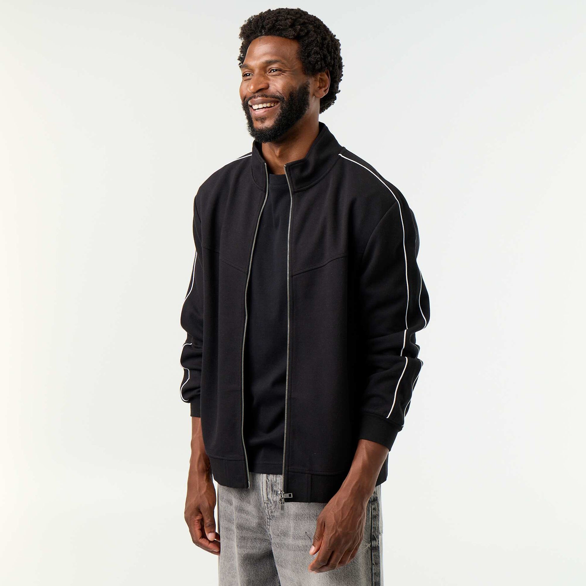 Zipped Fleece Sweatshirt BLACK