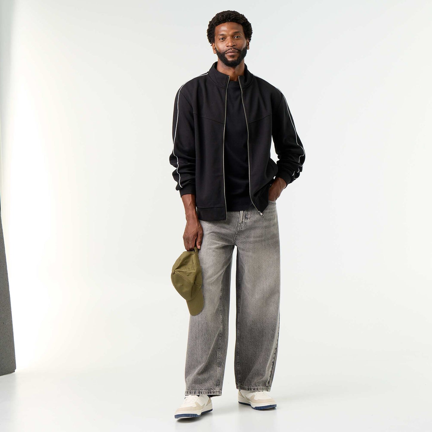 Zipped Fleece Sweatshirt BLACK