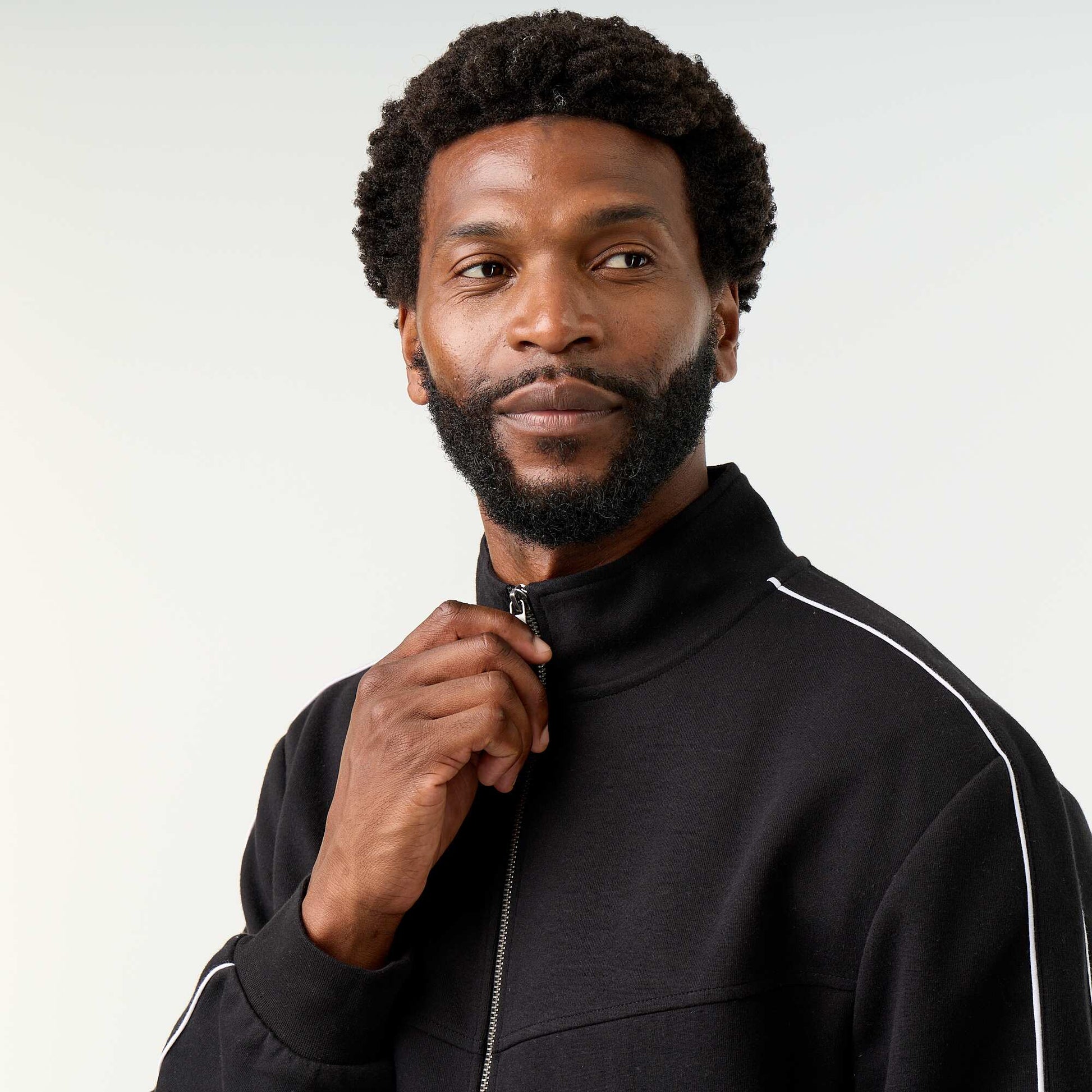 Zipped Fleece Sweatshirt BLACK
