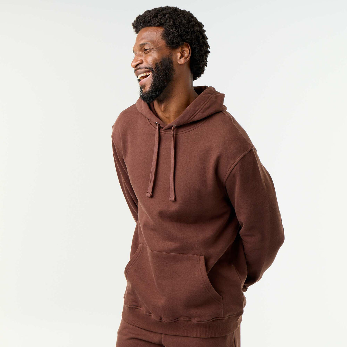 Plain Hooded Sweatshirt BROWN