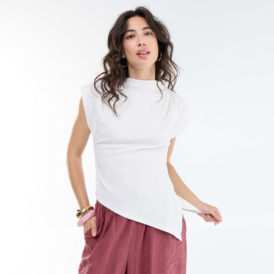 Asymmetrical Sleeveless Tank Top WHITE
