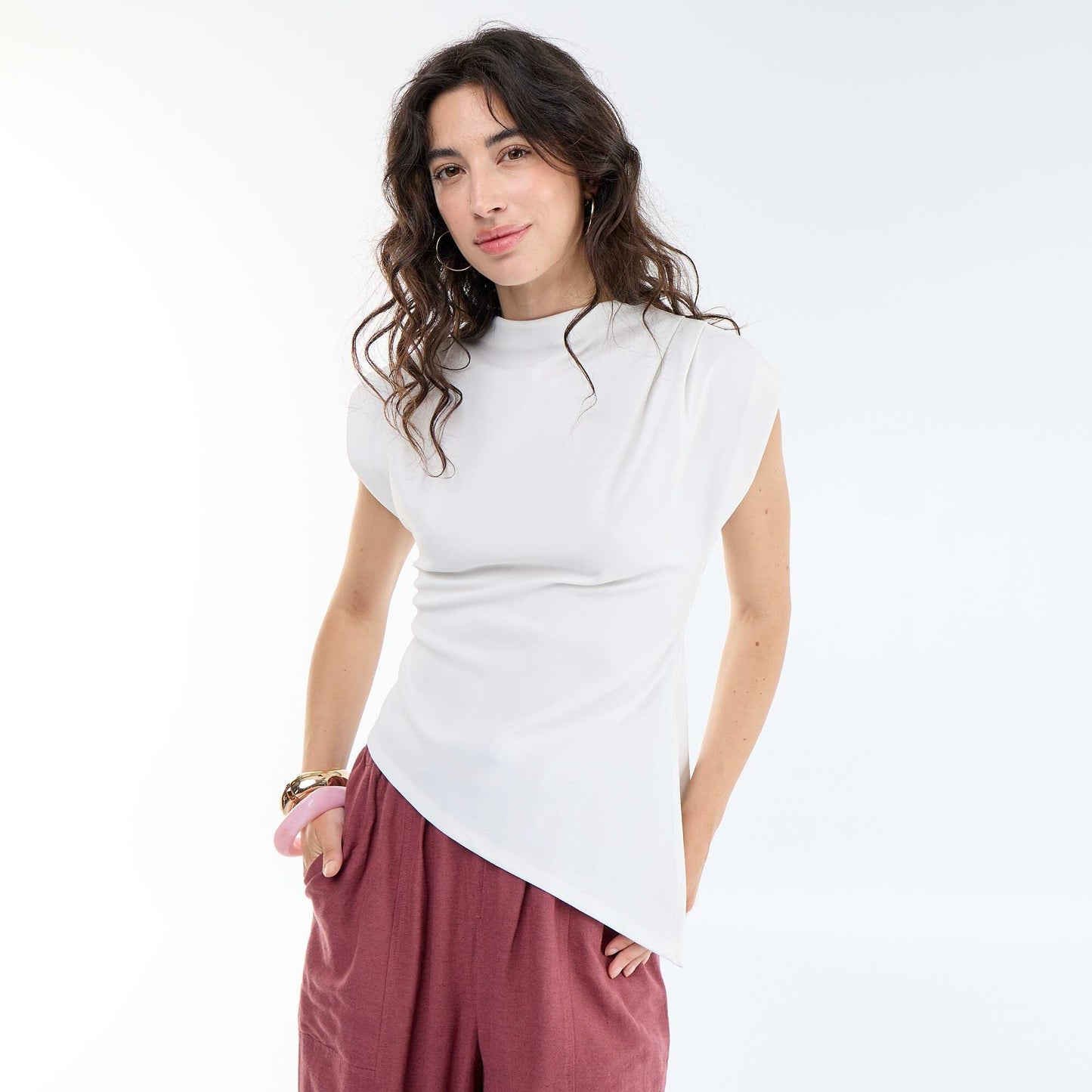 Asymmetrical Sleeveless Tank Top WHITE