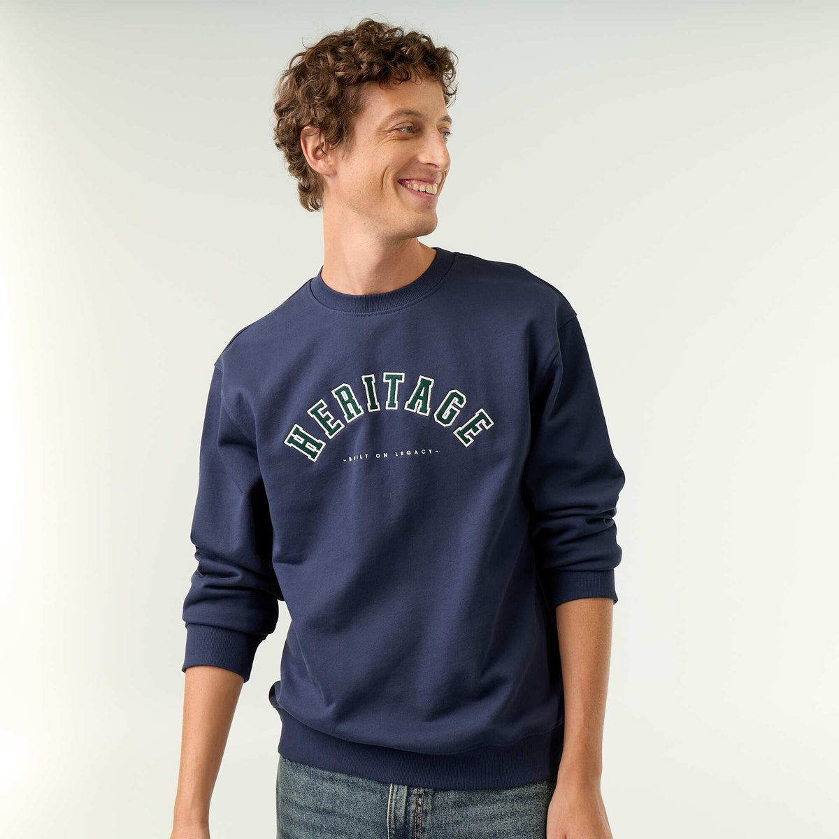 Sportswear style sweatshirt with embroidered lettering BLUE