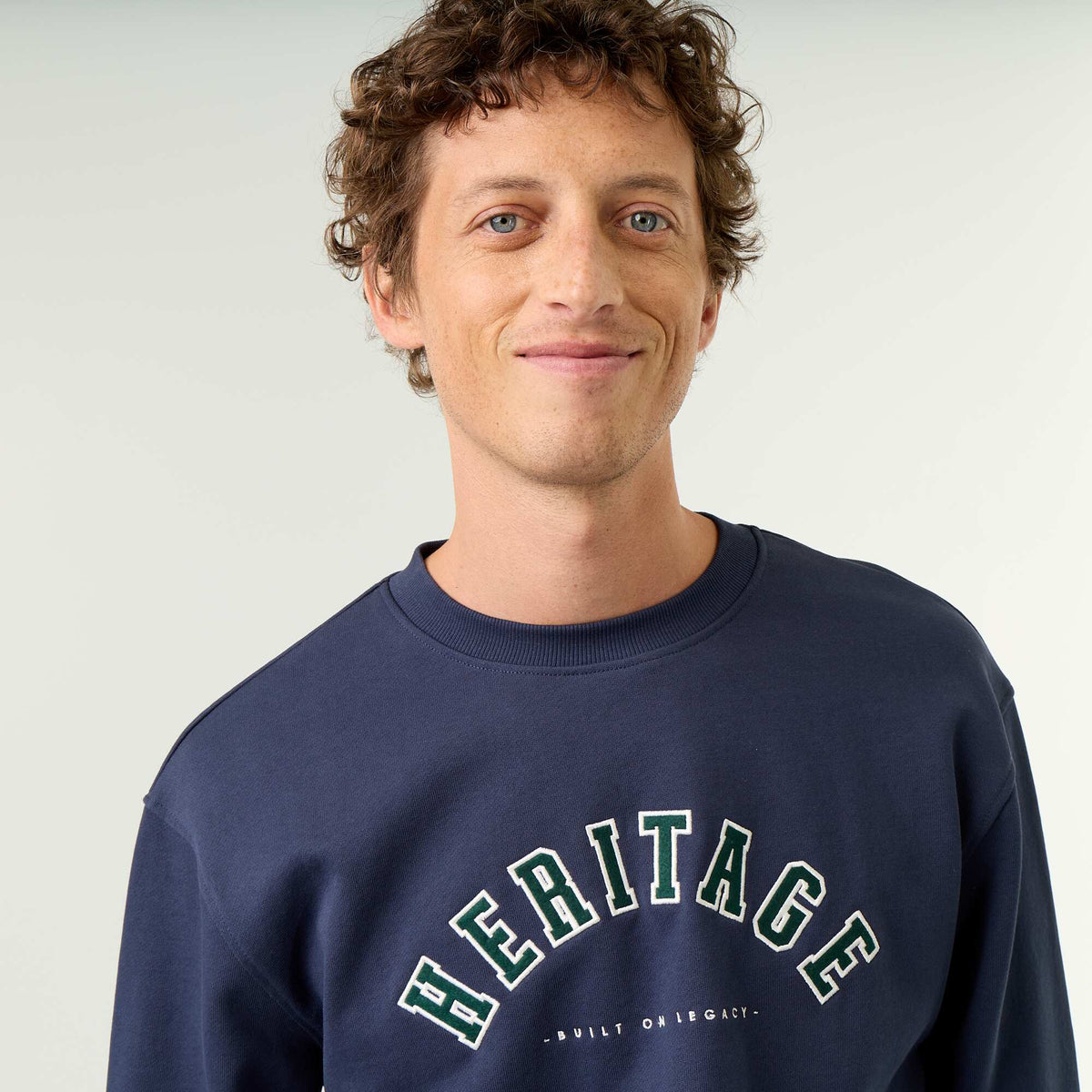 Sportswear style sweatshirt with embroidered lettering BLUE