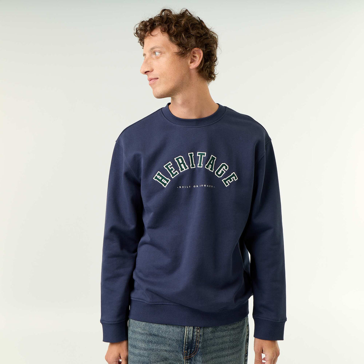 Sportswear style sweatshirt with embroidered lettering BLUE