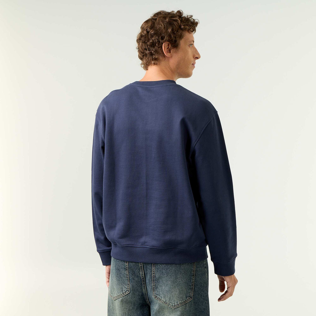 Sportswear style sweatshirt with embroidered lettering BLUE