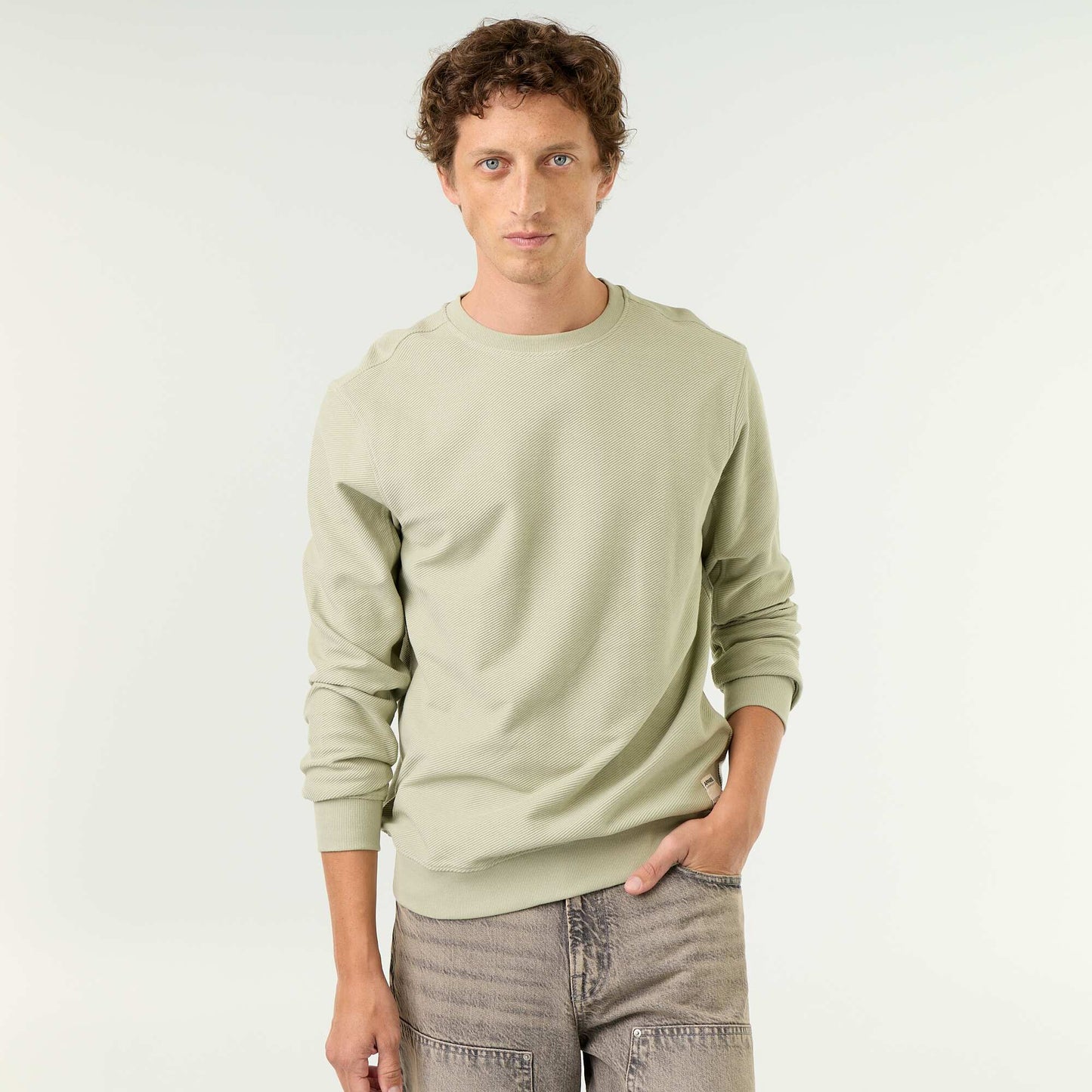 Ribbed Fine-Gauge Knit Sweater GREEN