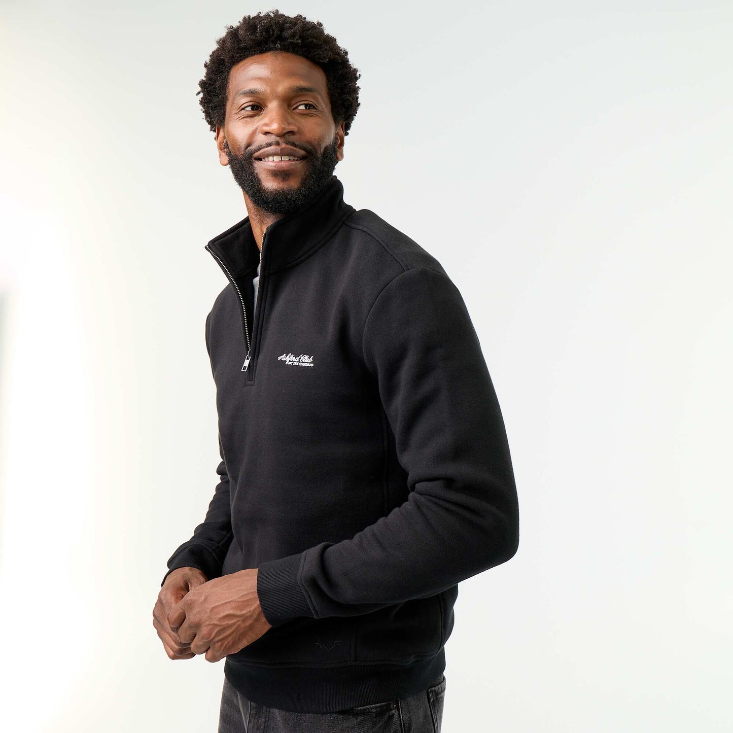 Quarter-zip sweatshirt BLACK