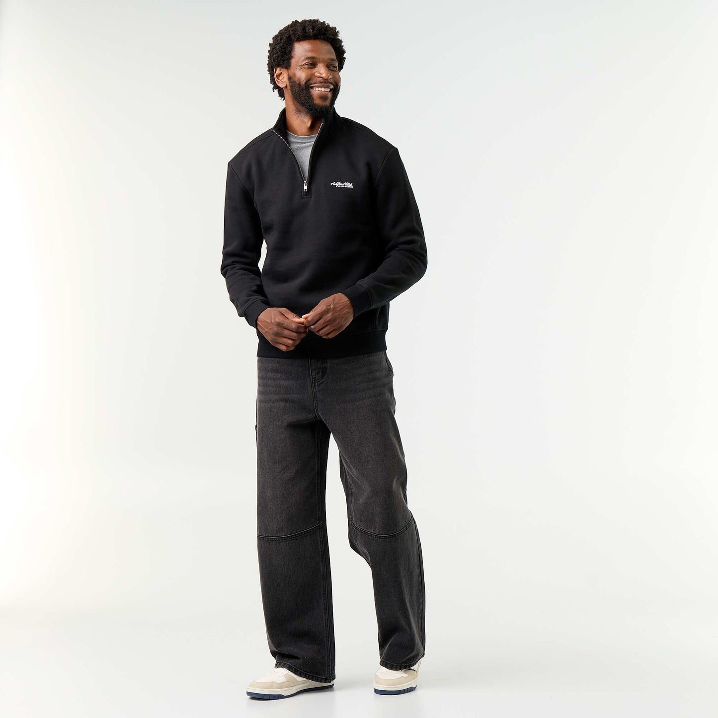 Quarter-zip sweatshirt BLACK