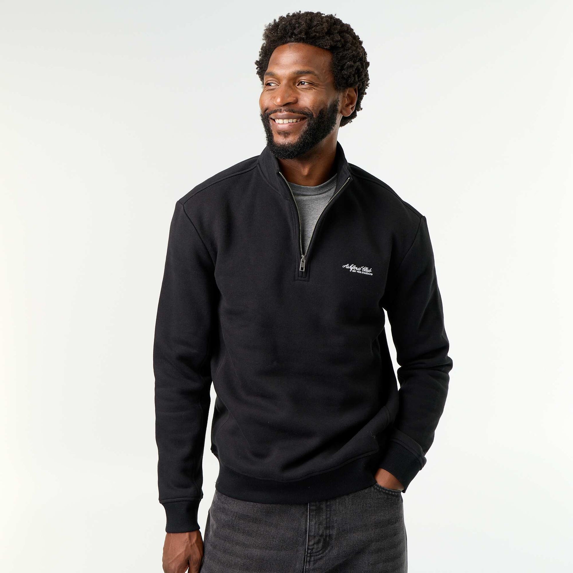 Quarter-zip sweatshirt BLACK
