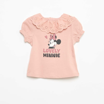 Disney 'Minnie' Short-Sleeved T-shirt with Ruffle Collar PINK